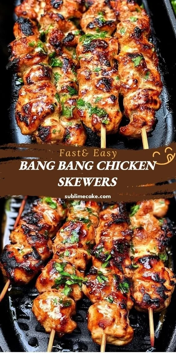 Delicious Bang Bang Chicken Skewers ready to be served