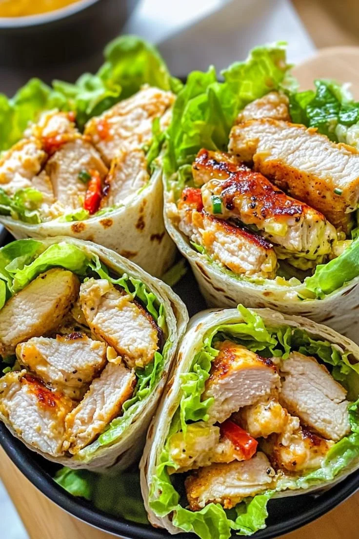 Chicken Caesar Salad Wrap with fresh ingredients and creamy dressing