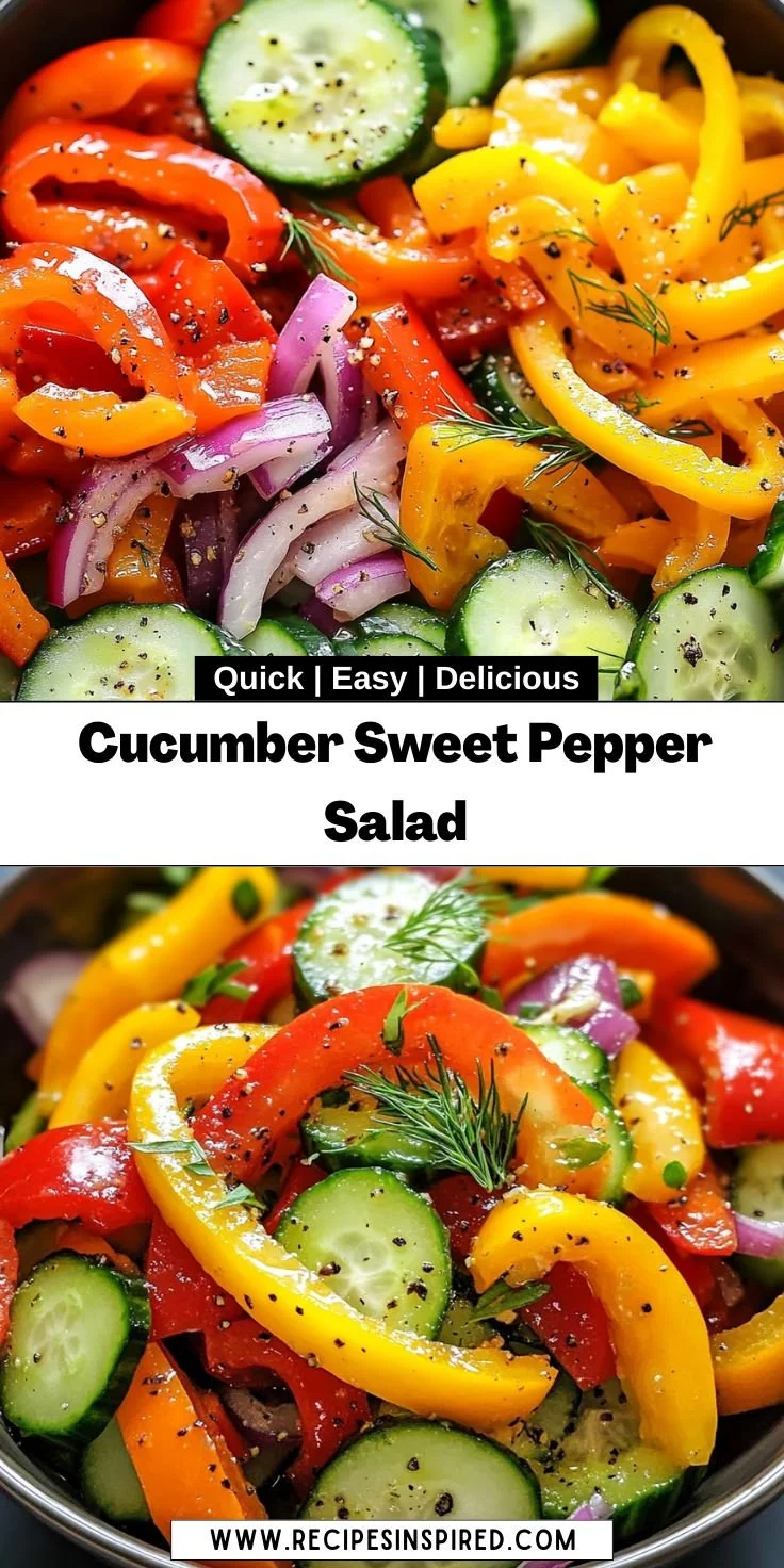 Colorful Cucumber Sweet Pepper Salad with fresh ingredients