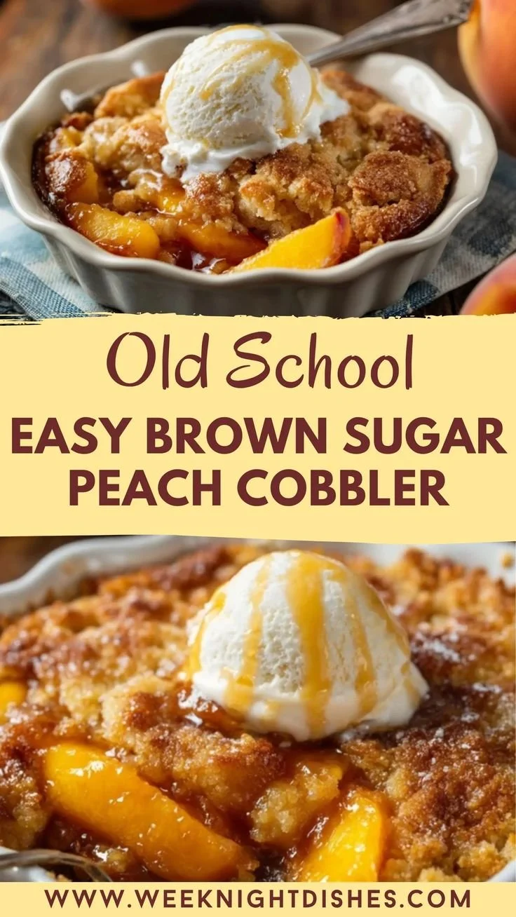 Easy Brown Sugar Peach Cobbler 7 Delicious easy brown sugar peach cobbler dessert topped with ice cream