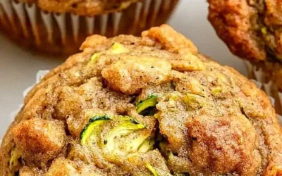 Tray of easy morning zucchini muffins fresh out of the oven