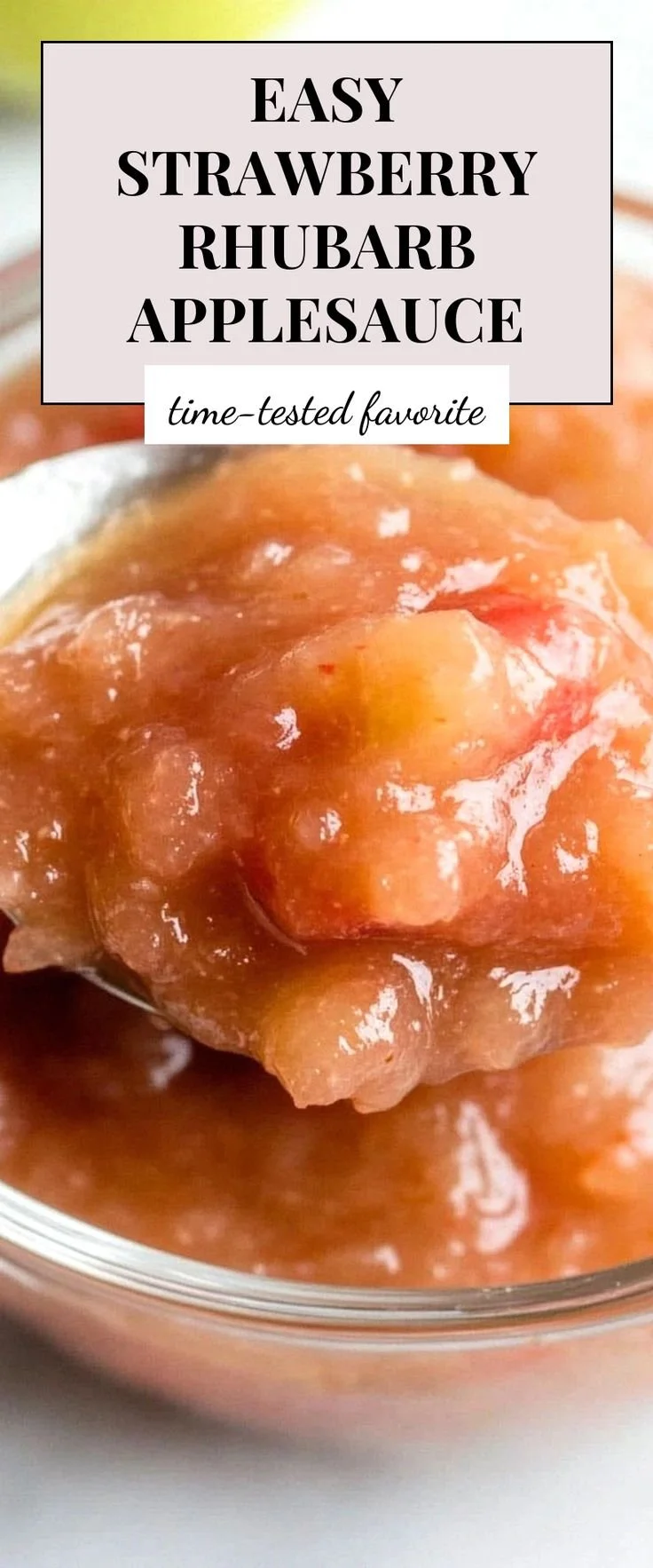 Bowl of easy strawberry rhubarb applesauce with fresh ingredients.