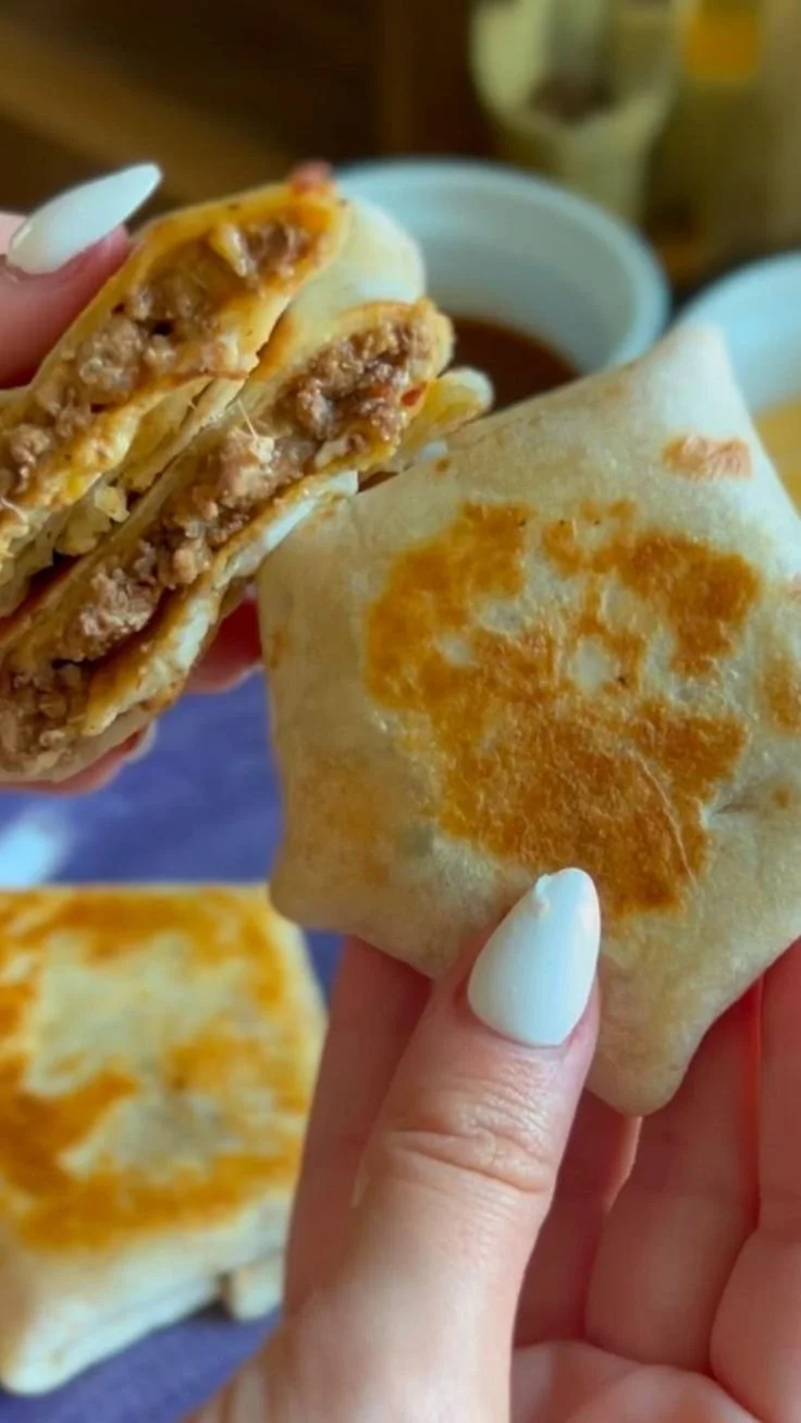 Delicious Mini Crunch Wrap Sliders served with fresh toppings