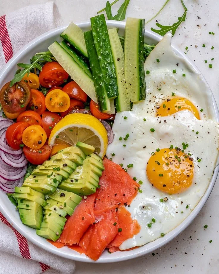 Quick Smoked Salmon and Egg Breakfast Bowls | Clean Food Crush 3 Delicious smoked salmon and egg breakfast bowl with greens and toppings.