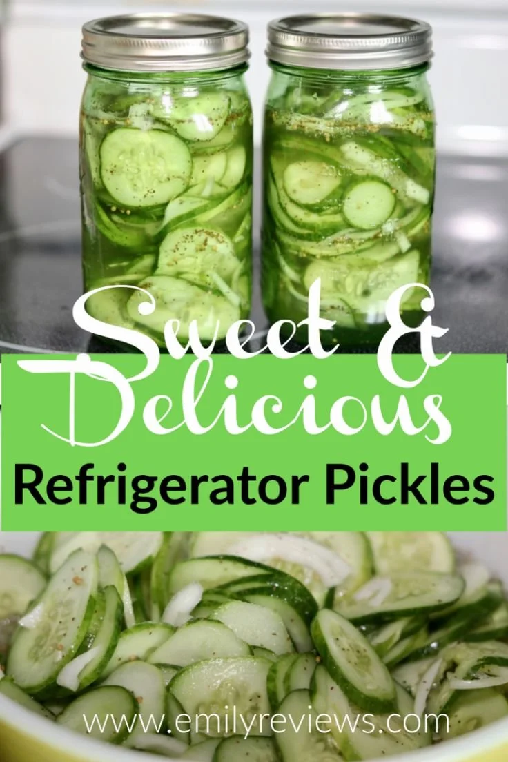 Homemade refrigerator pickles in a jar with spices and fresh cucumbers